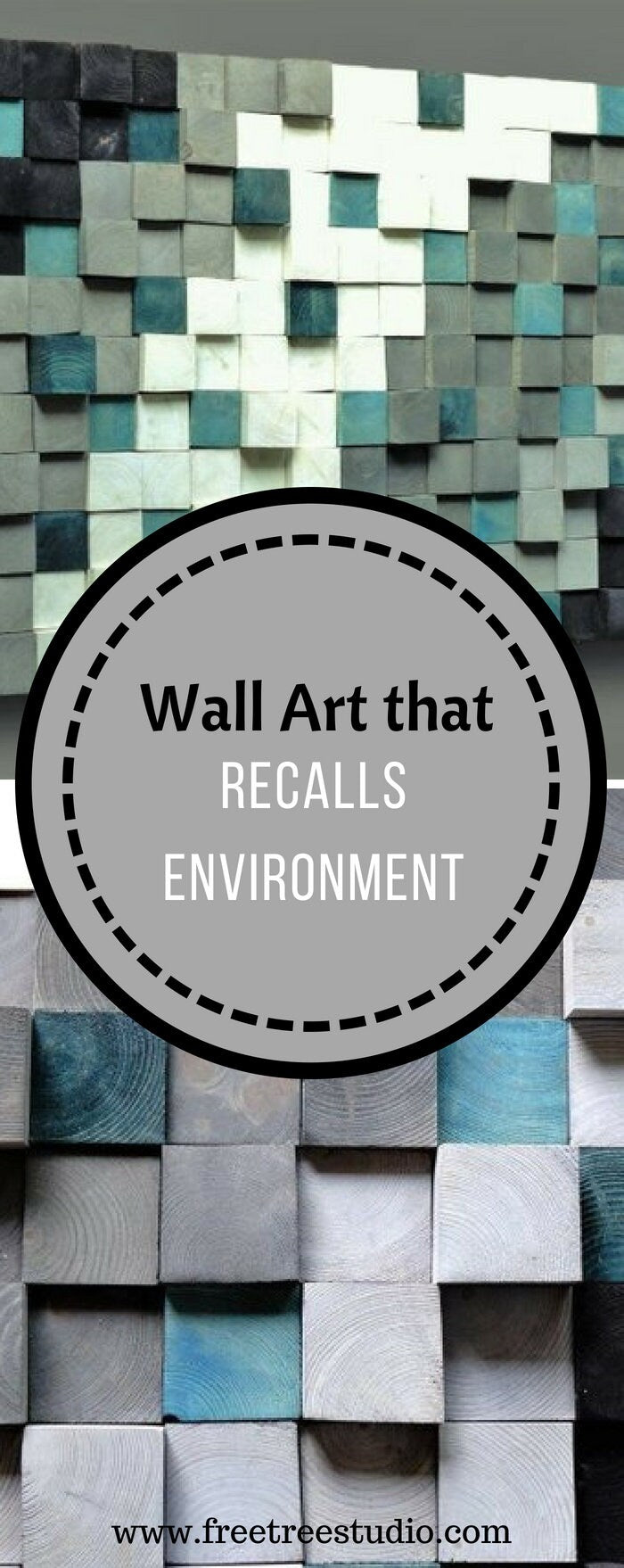 Modern Reclaimed Wood Wall Art Large, Textured Wooden Wall Art, Square Wood Mosaic Wall Hanging, Green White Silver Wood Acoustic Panel
