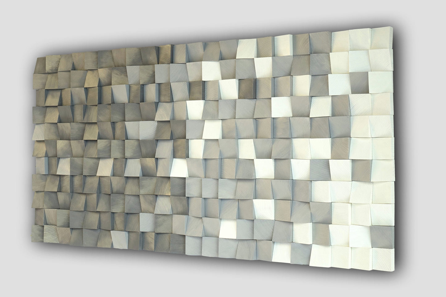 Gold grey wood wall art, wood block 3d wall art, hues of grey wood wall decor, urban bronze wooden wall hanging, goldwashed grey white decor
