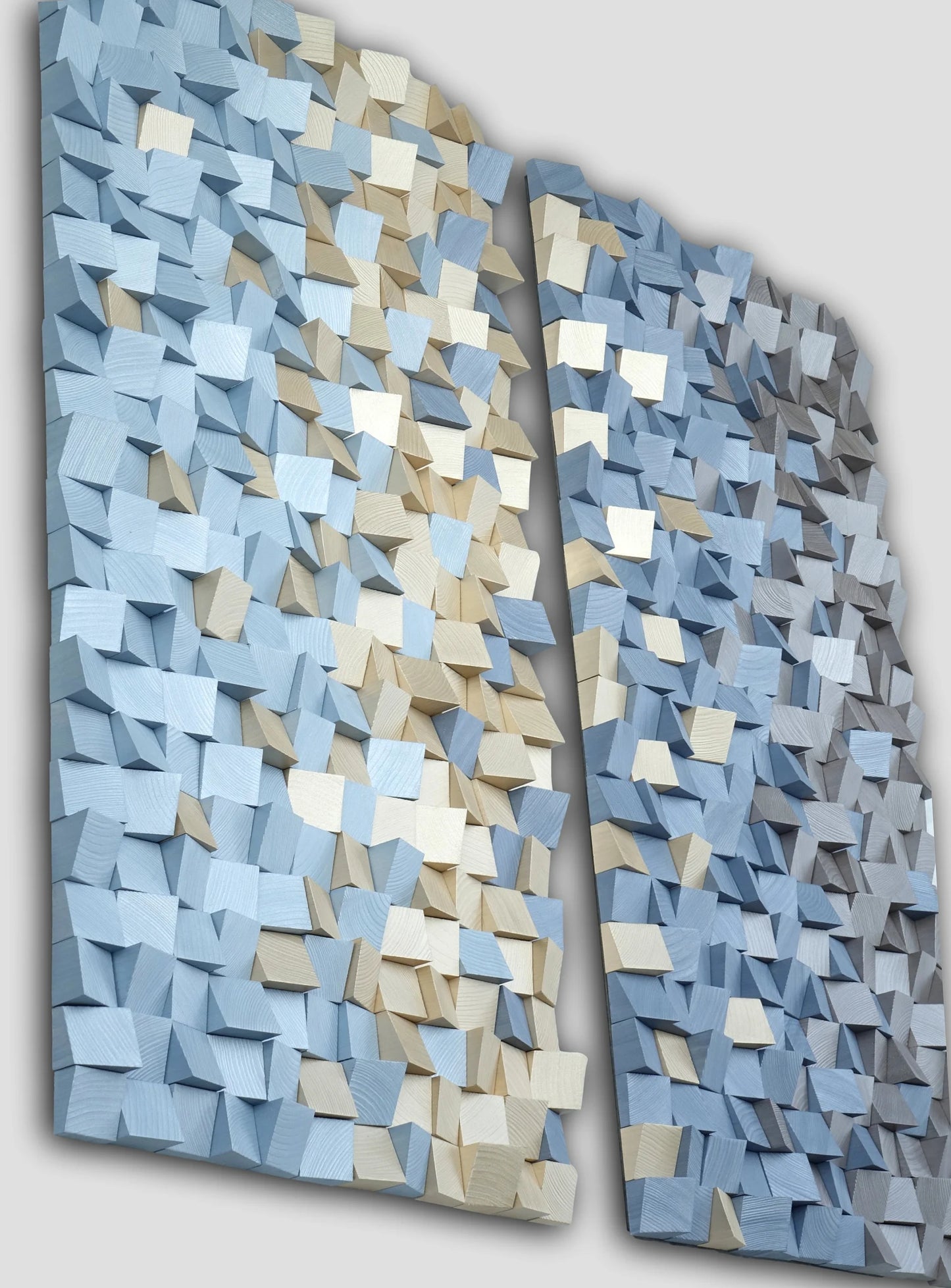 nautical wall art gold blue silver, coastal wood wall hanging, sea modern wood art, wooden sea style sound diffuser, artistic acustic panel