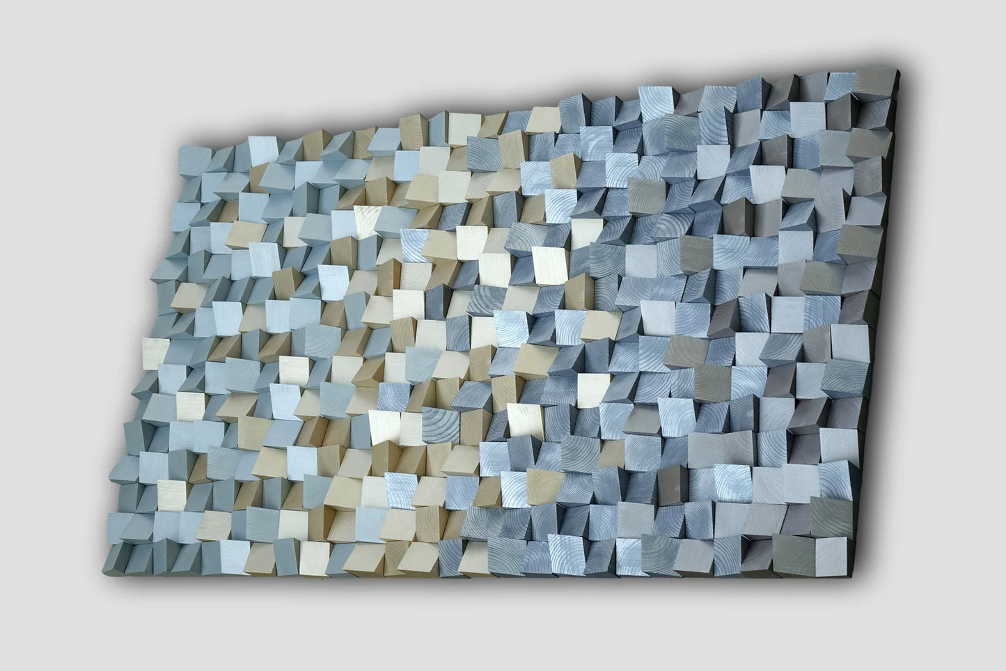 nautical wall art gold blue silver, coastal wood wall hanging, sea modern wood art, wooden sea style sound diffuser, artistic acustic panel
