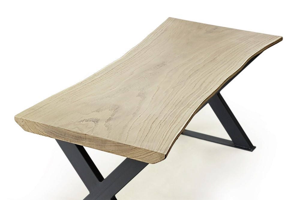 raw edge coffee table UK, light oak slab table