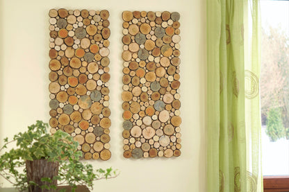 USA ONLY, wood wall art - a set of twin 2 panles, Tree rounds decor, tree slice wall board, modern wood art