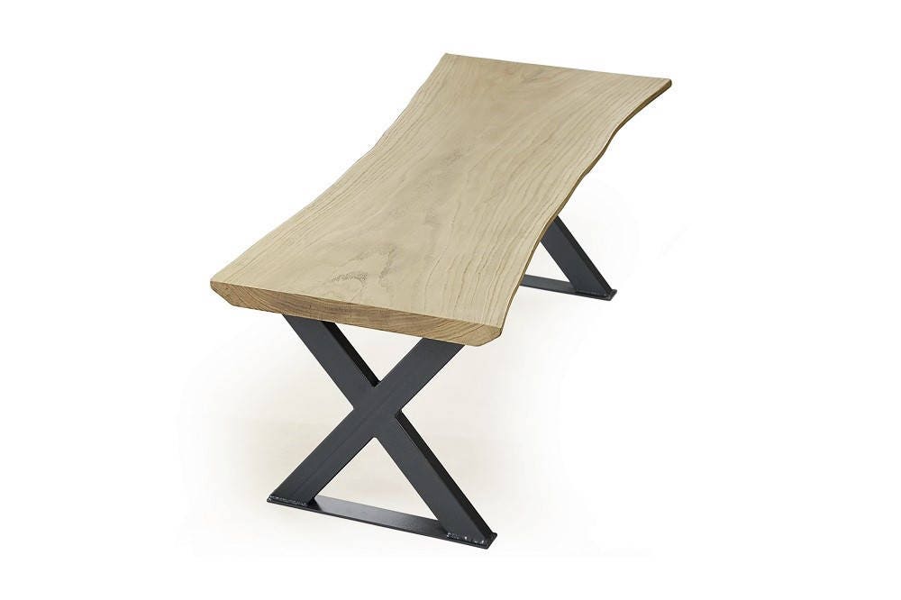 raw edge coffee table UK, light oak slab table