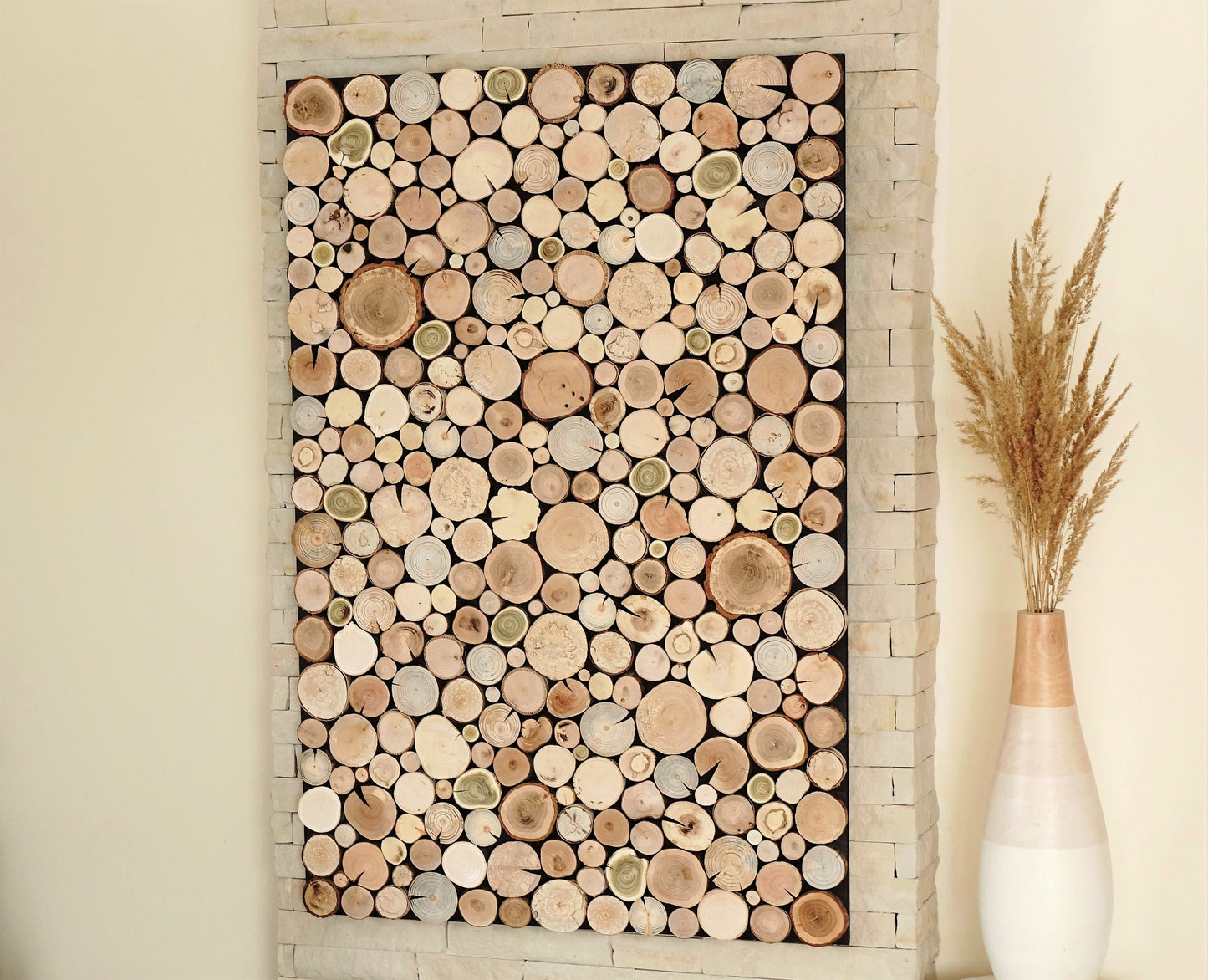 wall hanging decor, reclaimed wood wall art, tree rounds wall panel, Environmental wall decor, modern wood wall art, holzwand kunst