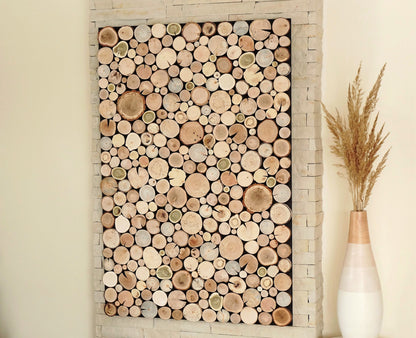 wall hanging decor, reclaimed wood wall art, tree rounds wall panel, Environmental wall decor, modern wood wall art, holzwand kunst