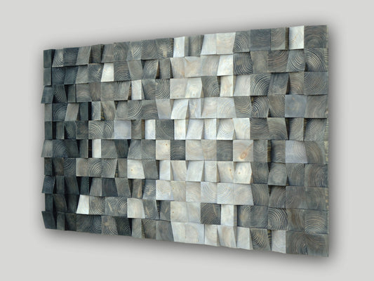 3D wood wall art, mosaic wall hanging, wood block wall art, CP