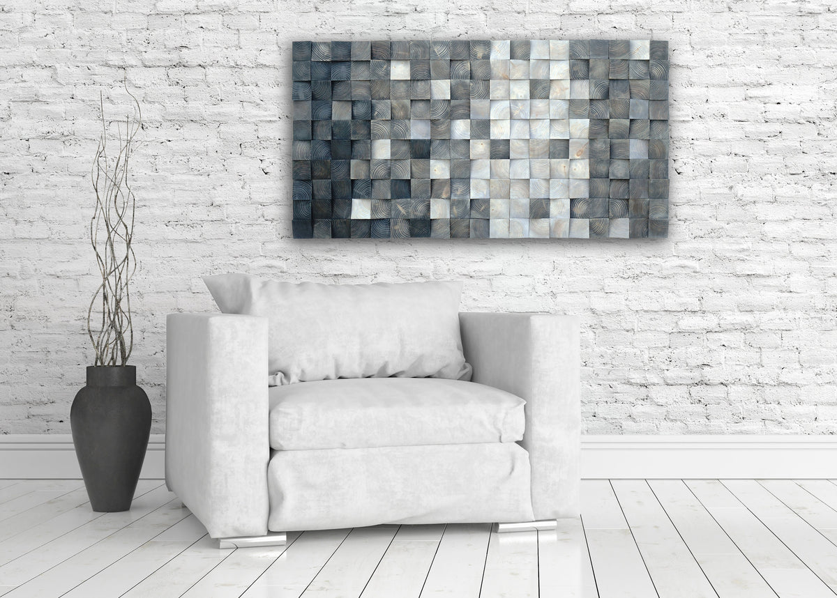 3D wood wall art, mosaic wall hanging, wood block wall art, CP