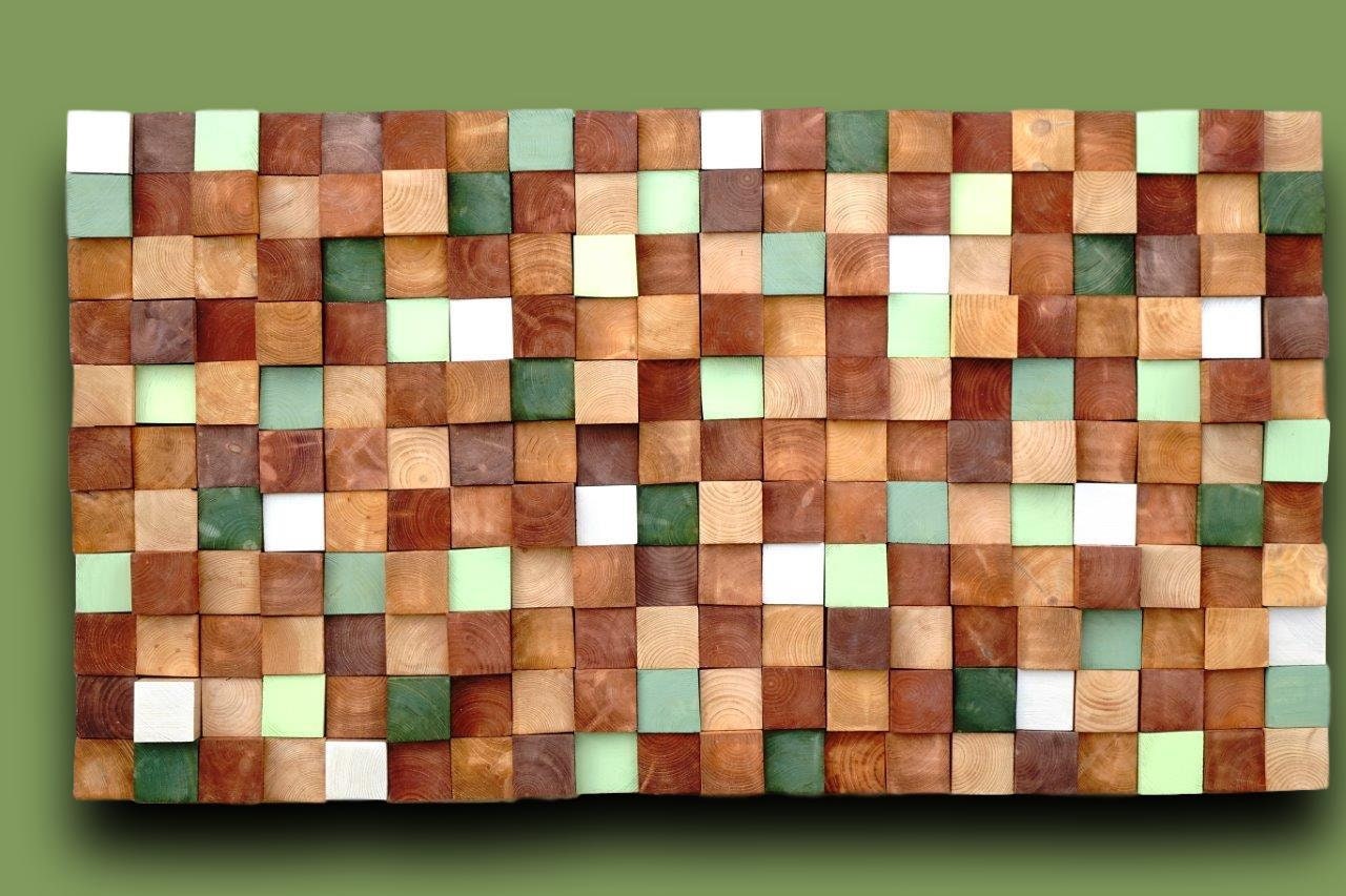 Rustic Autumn Wood Wall Art, Handmade with Real Wood, Textured Mosaic Wall Hanging, Colorful Murals for Interior Design
