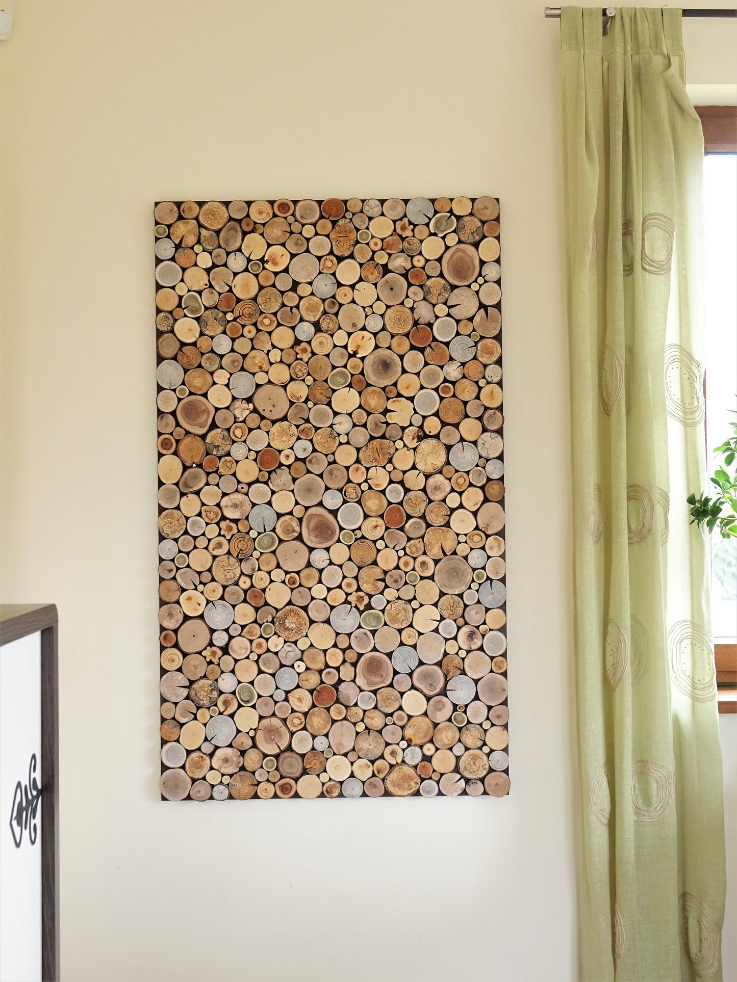 wall hanging decor, reclaimed wood wall art, tree rounds wall panel, Environmental wall decor, modern wood wall art, holzwand kunst