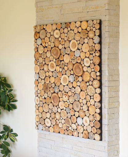 wall hanging decor, reclaimed wood wall art, tree rounds wall panel, Environmental wall decor, modern wood wall art, holzwand kunst