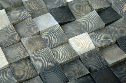 READY TO SELL, Wooden Mosaic Wall Art, Black White Gray Abstract Art, shades of gray 3d Wall Art, Large Wood Wall Sculpture