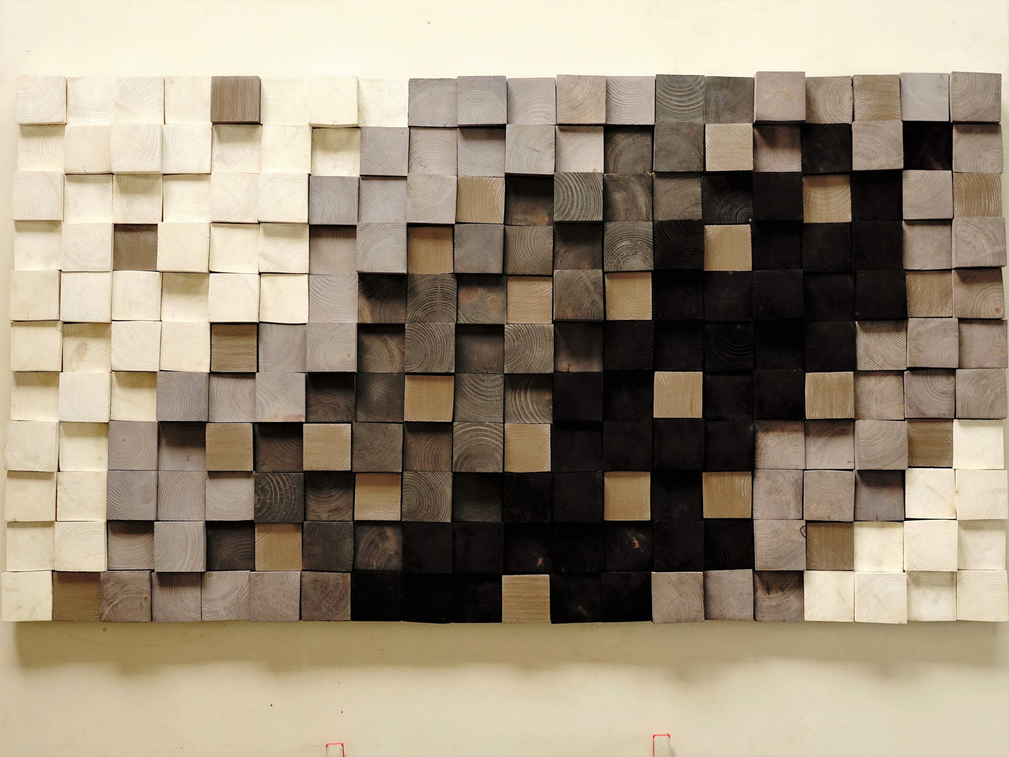 Mosaic Wall Hanging, Wooden wall art, Textured Wooden Wall Art, Modern Wood Decor Black White Silver, Modern Wooden Wall Art