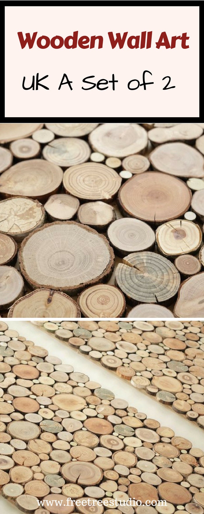wooden wall art - a set of 2, Tree rounds decor, tree slice wall board, modern wood art, Wood panel wall art