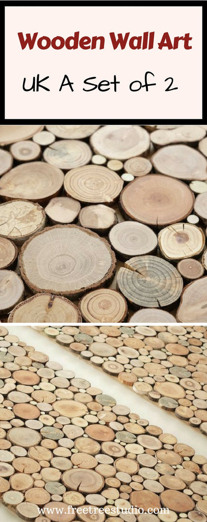 wooden wall art - a set of 2, Tree rounds decor, tree slice wall board, modern wood art, Wood panel wall art