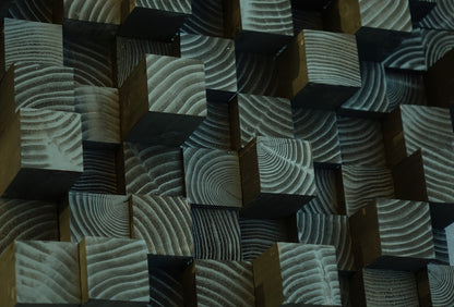 CUSTOM ORDER - reserved for Kathy, 3D wood wall panel, black wood sound  diffuser, wooden hanging scalpture