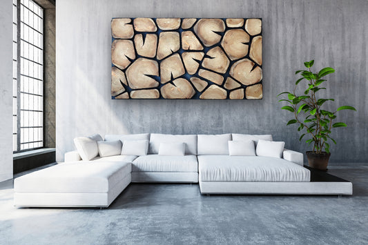 burnt wood wall art large, charred wood Wall Hanging, burned tree slabs wall panel for home and office, mosaic wooden wall panel UK