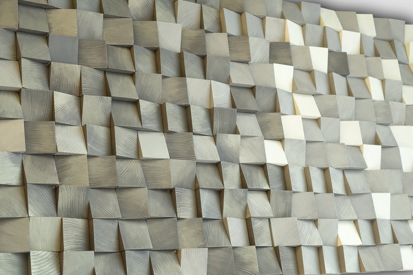 Gold grey wood wall art, wood block 3d wall art, hues of grey wood wall decor, urban bronze wooden wall hanging, goldwashed grey white decor