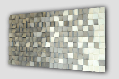 Gray bronze wood wall art, tringles pattern art, hues of gray wall decor, urban bronze wooden hanging, goldwashed gray white