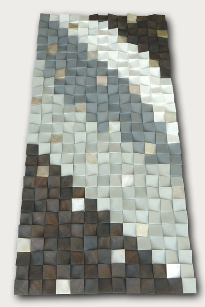 3D wood wall, mosaic wall hanging, textured wood wall art, wood wall decor grey brown, modern wooden wall art, CP