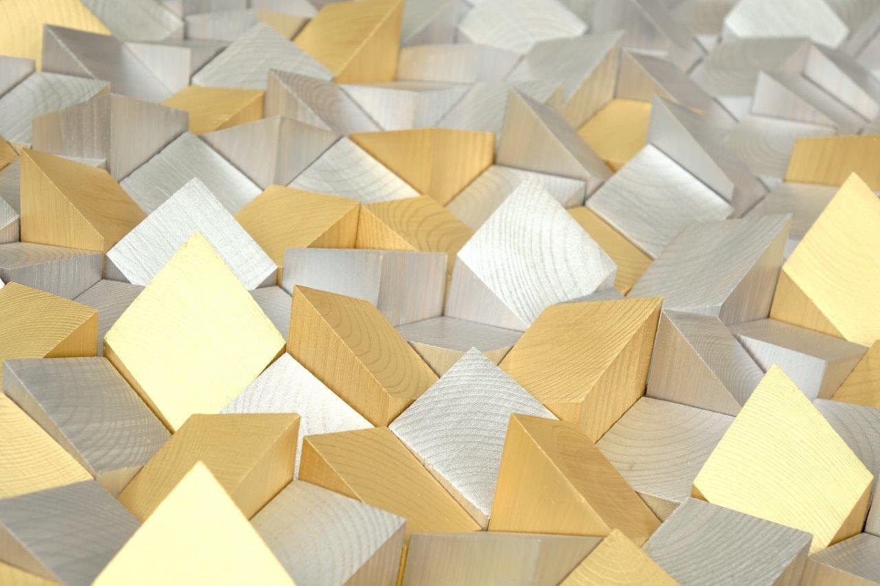 modern Gold and Silver Wall Decor,  3D wood wall art, textured wooden wall hanging