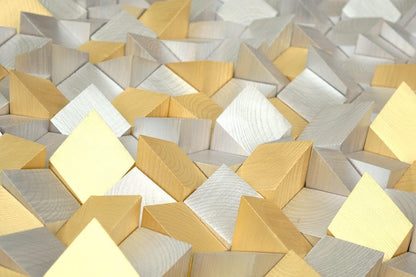 modern Gold and Silver Wall Decor,  3D wood wall art, textured wooden wall hanging