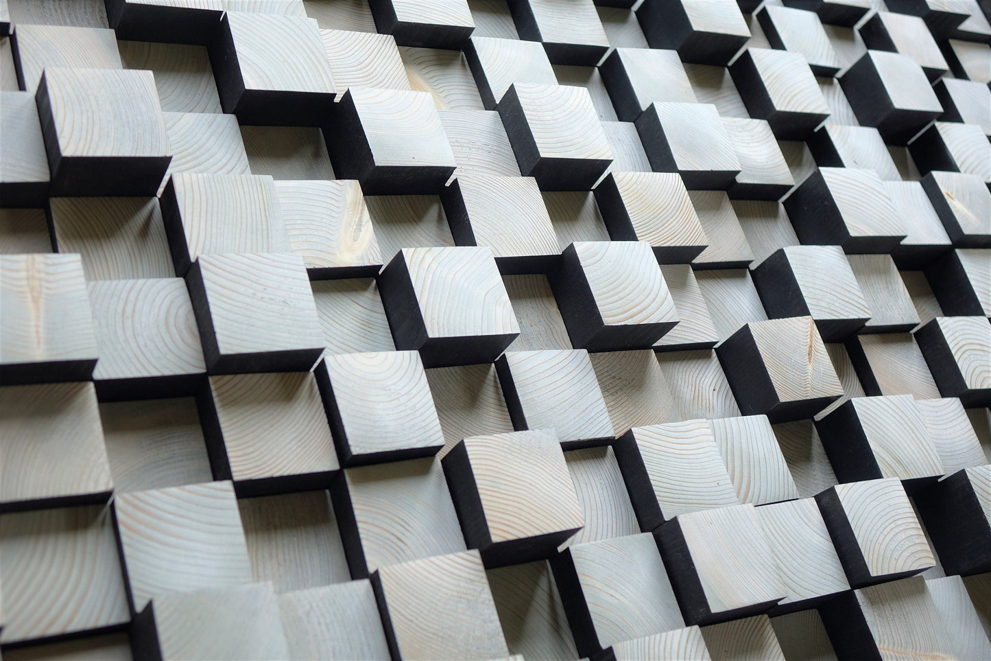 black gray wood sound diffuser, wood wall art sculpture, wood wall hanging, 3d wood wall panel, wooden acoustic panel, sound panel