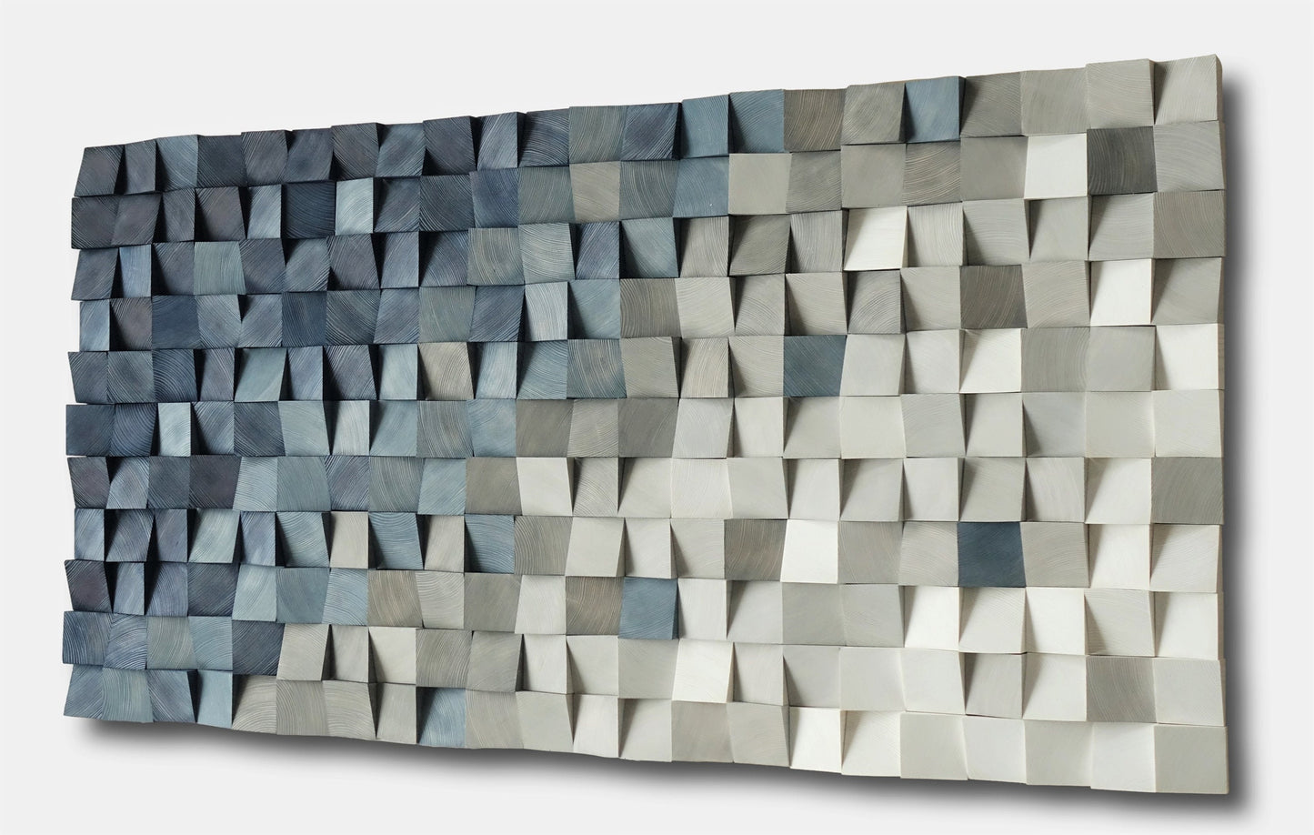 blue and gray wood wall art decor, nature wall hanging, textured art decor, wood wall sculpture , environmental decor, mosaic wall hanging