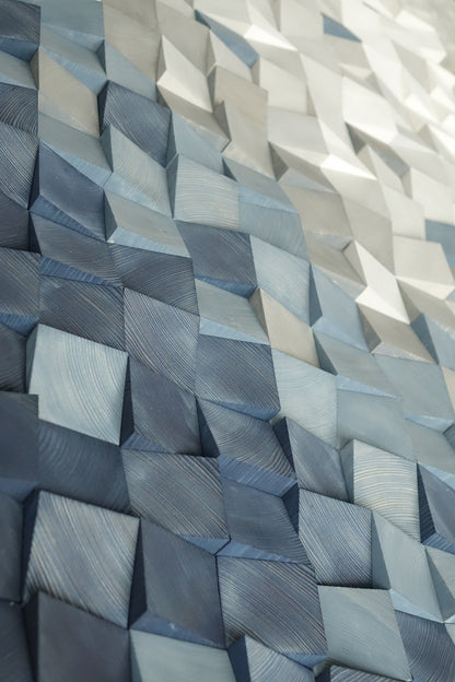blue and gray wood wall art decor, nature wall hanging, textured art decor, wood wall sculpture , environmental decor, mosaic wall hanging