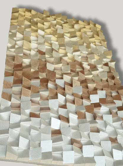 3D wood wall art gold and silver, mosaic wood wall art