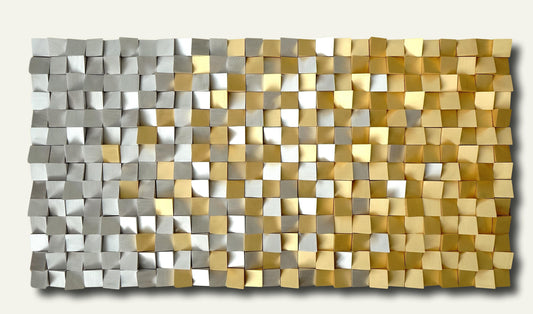 modern Gold and Silver Wall Decor,  3D wood wall art, textured wooden wall hanging