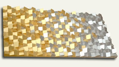 modern Gold and Silver Wall Decor,  3D wood wall art, textured wooden wall hanging