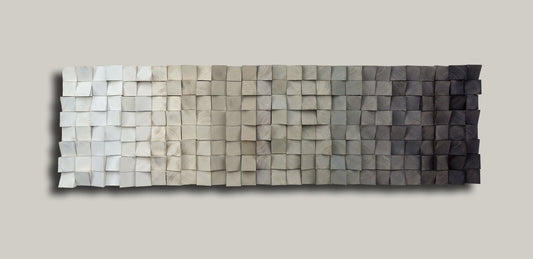 ombre wooden wall art, 3D mosaic, modern abstract wood wall art, wood wall art, grey and beige wall art, rustic, wood wall decor