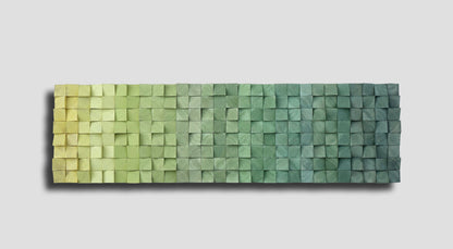 ombre wooden wall art, 3D mosaic, modern abstract wood wall art, wood wall art, green wall art, rustic, wood wall decor, green ombre