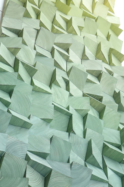 ombre wooden wall art, 3D mosaic, modern abstract wood wall art, wood wall art, green wall art, rustic, wood wall decor, green ombre