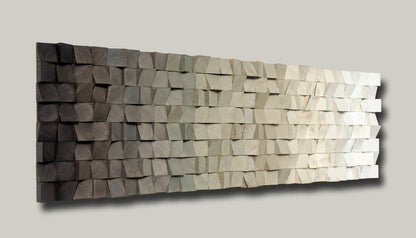ombre wooden wall art, 3D mosaic, modern abstract wood wall art, wood wall art, grey and beige wall art, rustic, wood wall decor