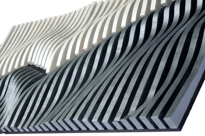 parametric wall art, wavy wooden wall art, parametric panel, 3D wood wall decor, wooden headboard, black and white wall art, sound diffuser