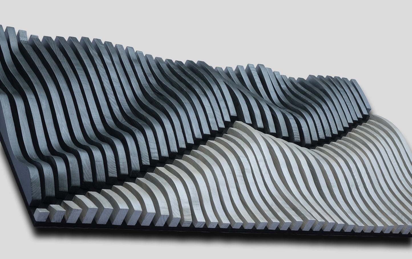 parametric wall art, wavy wooden wall art, parametric panel, 3D wood wall decor, wooden headboard, black and white wall art, sound diffuser