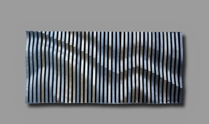 blue and silver 3D wall art, parametric wood wall art, wall sculpture, headboard idea, wood wall panel, wavy wall decor, wood sound diffuser