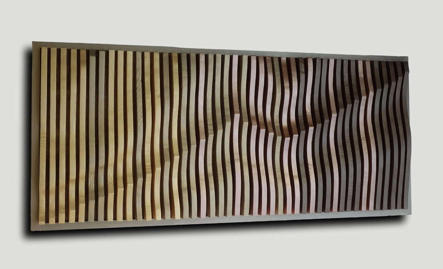 gold and copper 3D wall art, parametric wood wall art, wall sculpture, headboard idea, wood wall panel, wavy wall decor, wood sound diffuser