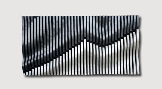 parametric wall art, wavy wooden wall art, parametric panel, 3D wood wall decor, wooden headboard, black and white wall art, sound diffuser