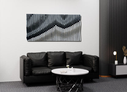 parametric wall art, wavy wooden wall art, parametric panel, 3D wood wall decor, wooden headboard, black and white wall art, sound diffuser