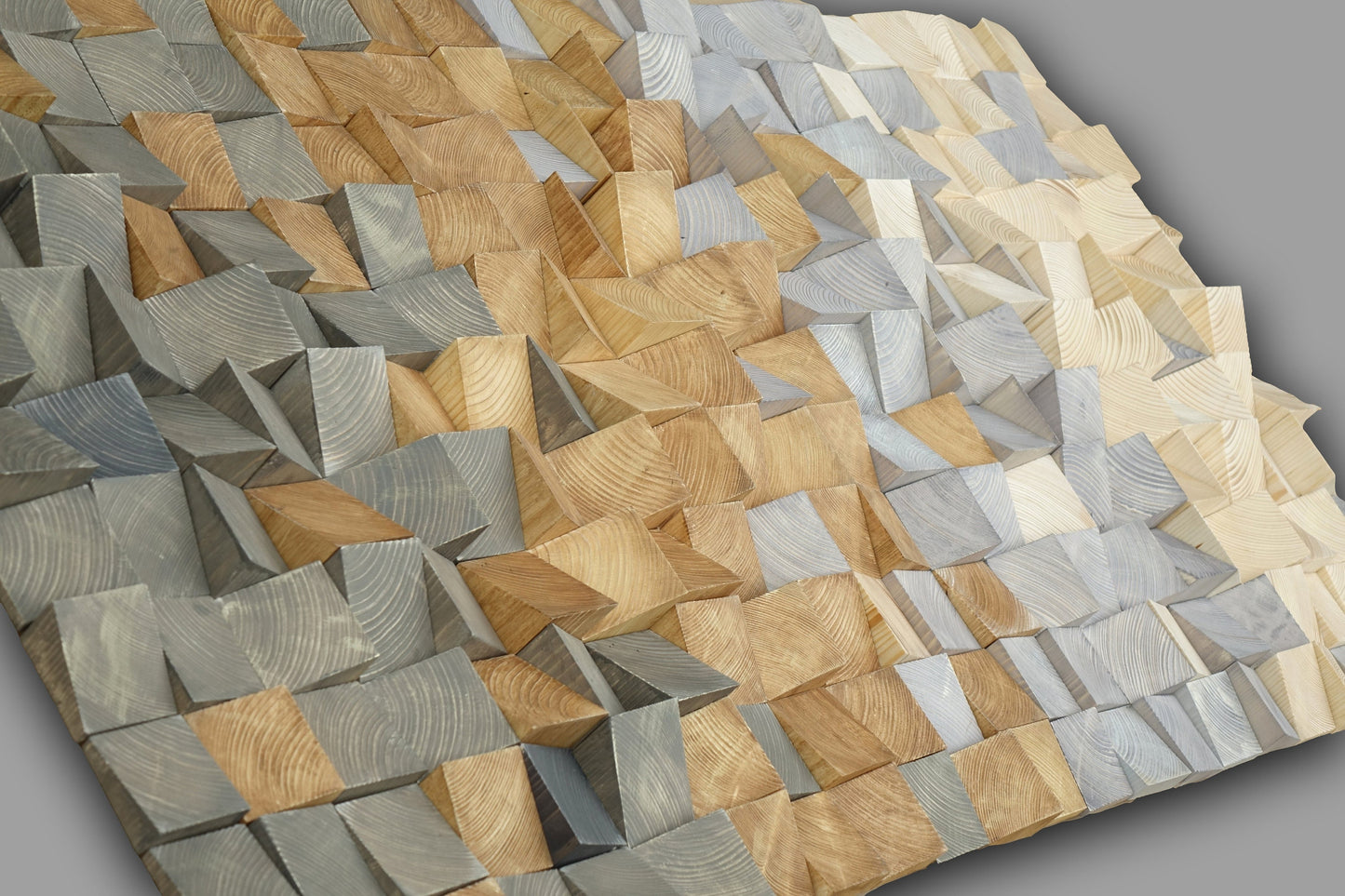 earth tone wall art, mosaic wall hanging, textured wood wall art, 3D wood wall decor grey brown, modern wooden wall art for living room