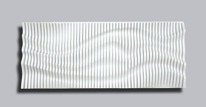 White wavy wood wall décor made of slats, acoustic wall panel, 3d wall sculpture, contemporary parametric wall piece, sound wave art