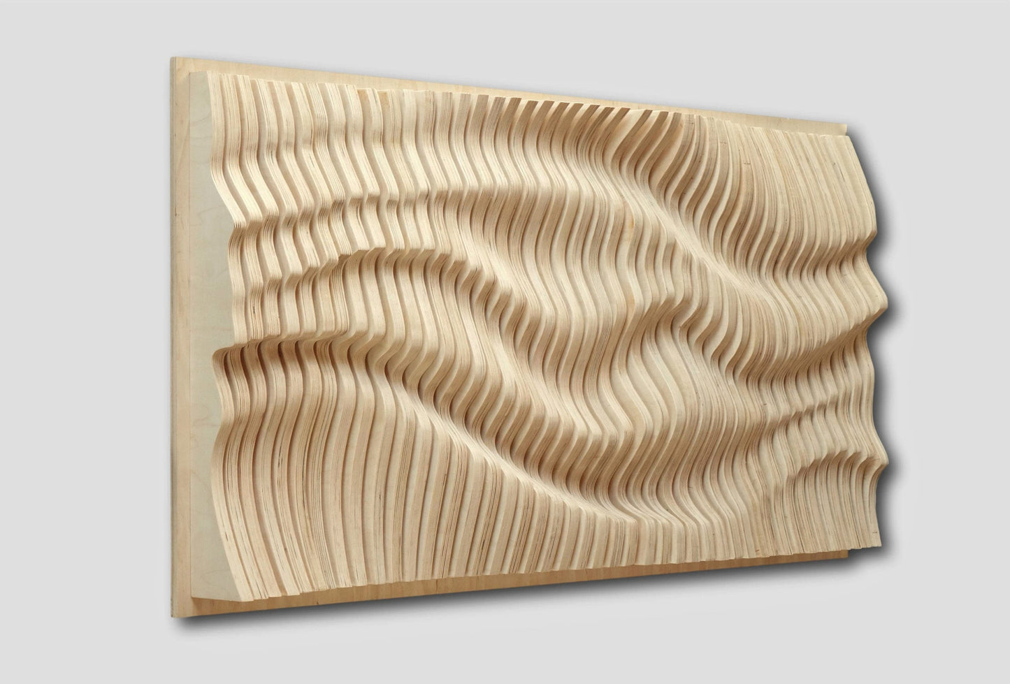Parametric wall art of natural wooden slats, wood sound diffuser, 3d wavy wall sculpture, geometric wall decor, large wall hanging