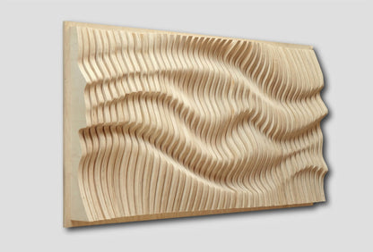 Parametrische wandkunst aus natürlichen holzlatten, holzschalldiffusor, 3d gewellte wandskulptur, geometrische wanddekoration
