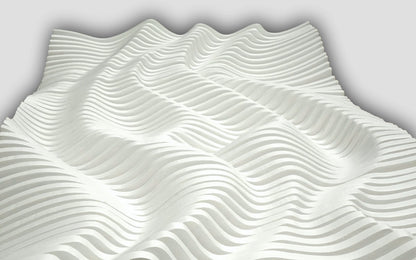 White wavy wood wall décor made of slats, acoustic wall panel, 3d wall sculpture, contemporary parametric wall piece, sound wave art