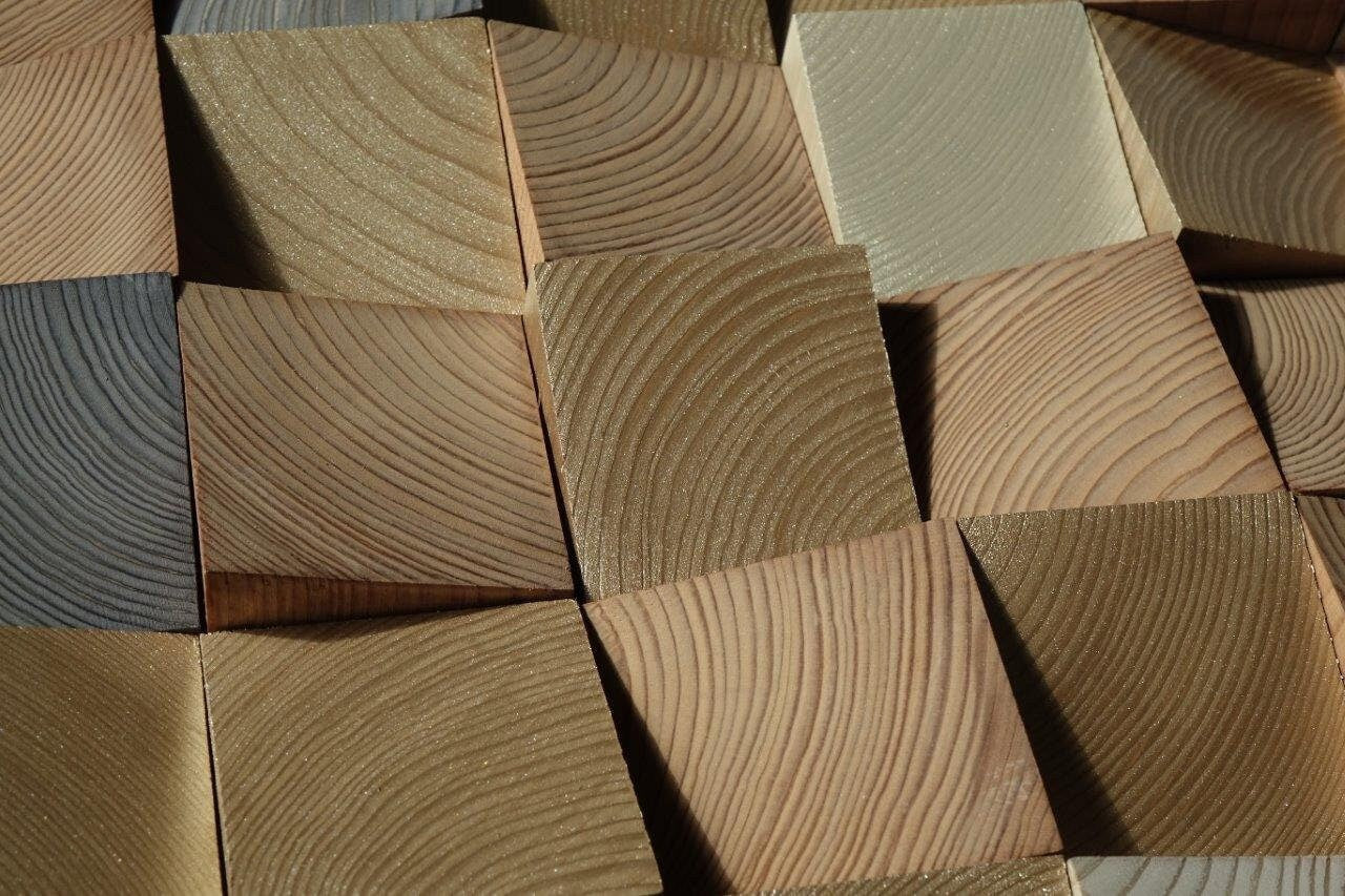 Wood wall art with gold and silver, grey, brown wall hanging, 3d wood block wall mosaic, wooden wall decor, wooden wall 3d art sculpture