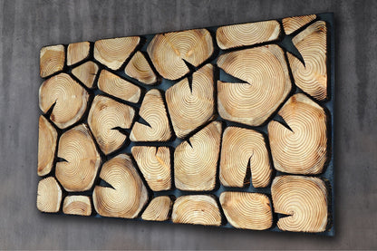 Texture tree stump wall decor, burn wood wall art large, charred wood wall art, office wood wall art, mosaic wooden wall panel uk