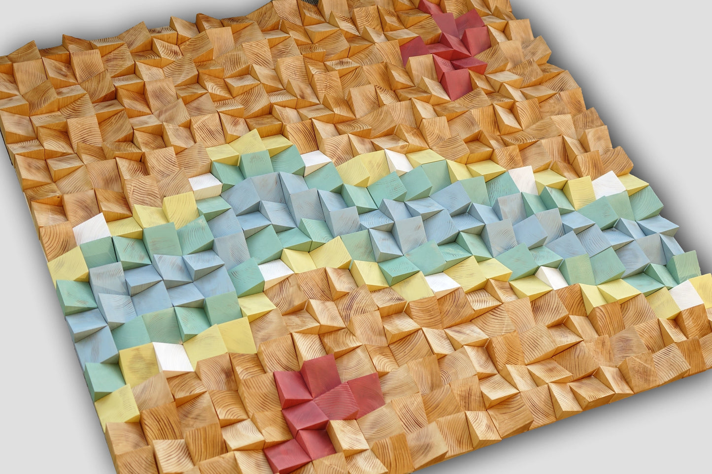3d wall art, modern wood wall sculpture, textured 3d abstract artwork, music sound diffusor, abstract painting, colorful abstract wood art