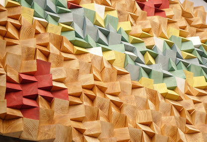 3d wall art, modern wood wall sculpture, textured 3d abstract artwork, music sound diffusor, abstract painting, colorful abstract wood art